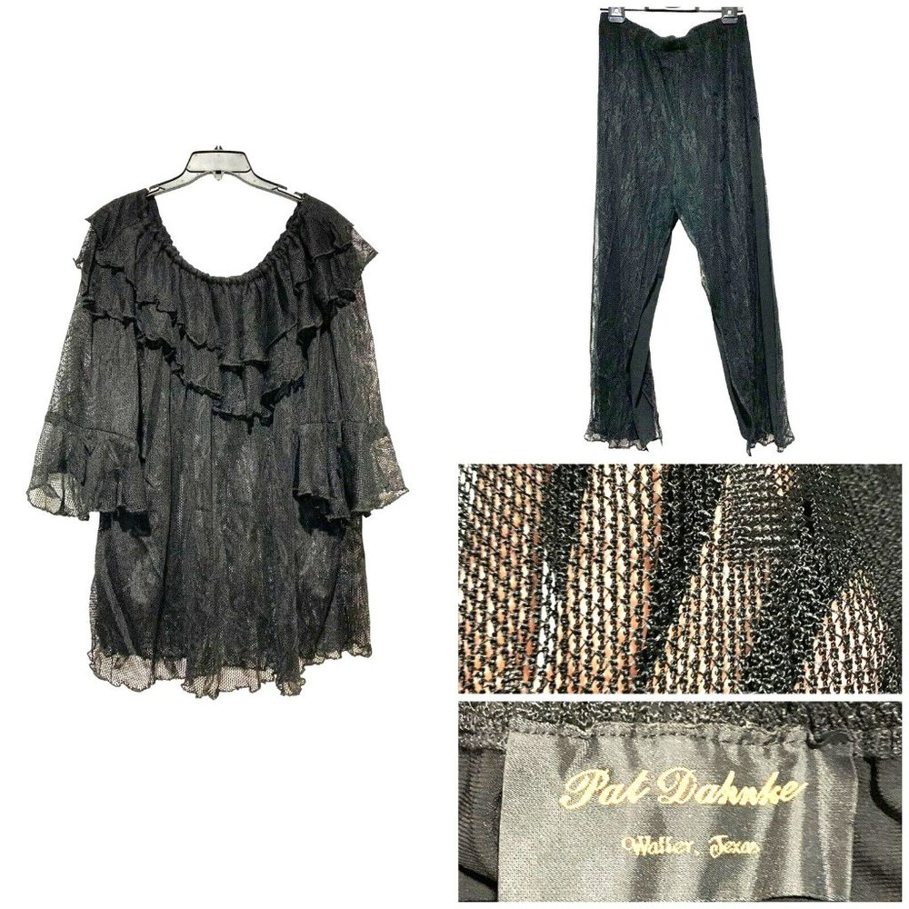 PAT DAHNKE Womens Lace‎ Tunic Boho Western Set Off Shoulder Top & Bottom Pants